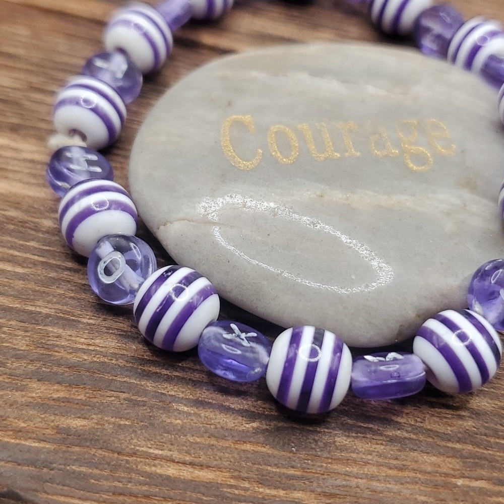 B2025 purple beetle stripe bracelet - Picture 2 of 2